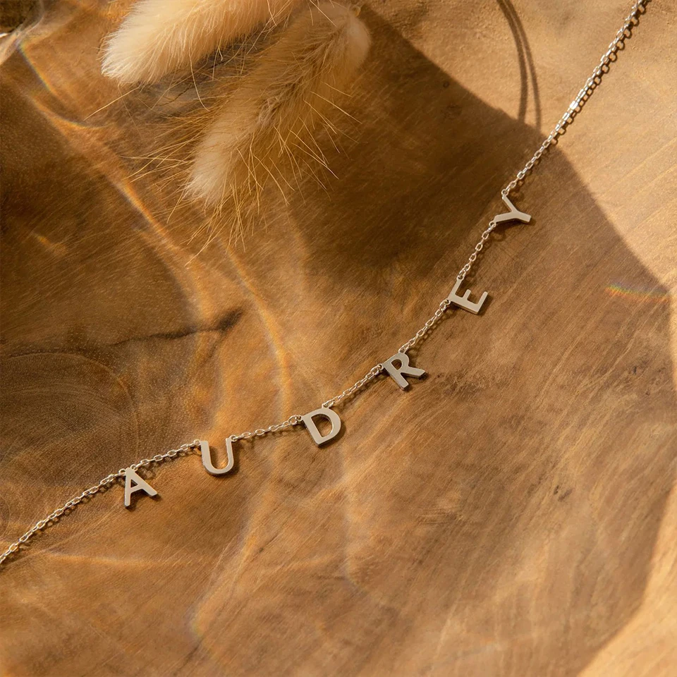 EMANCO Customized Stainless Steel Name Necklace Custom Personalized Letter Choker Necklace Pendant Nameplate Gift Dropshipping