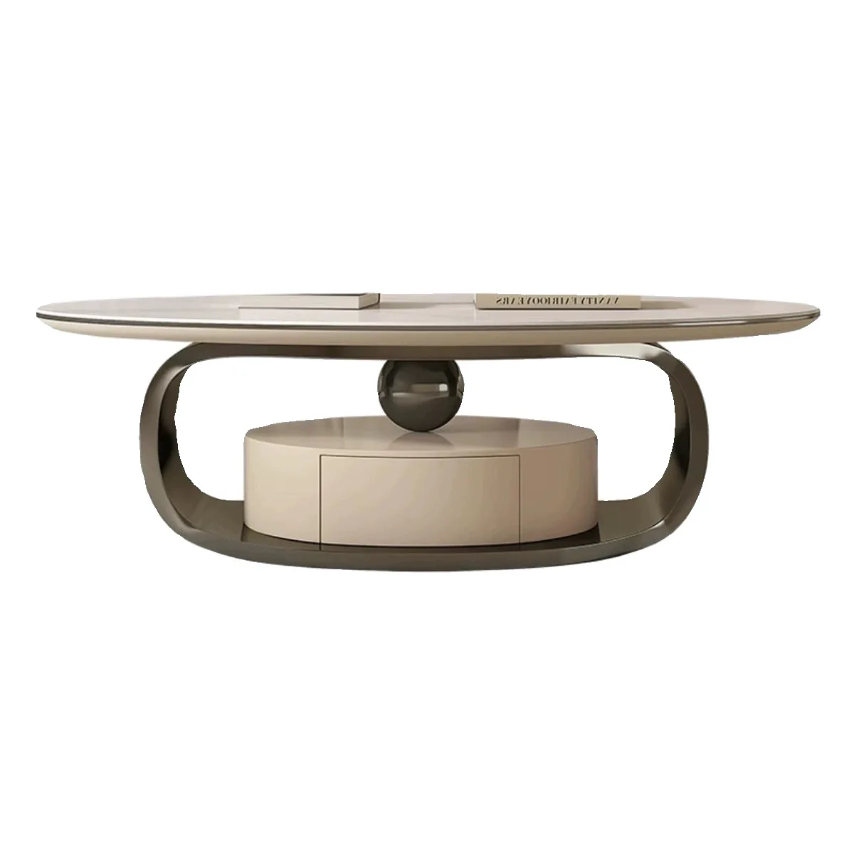 

Italian light luxury modern simple rock slab coffee table oval size combination with pumping creative