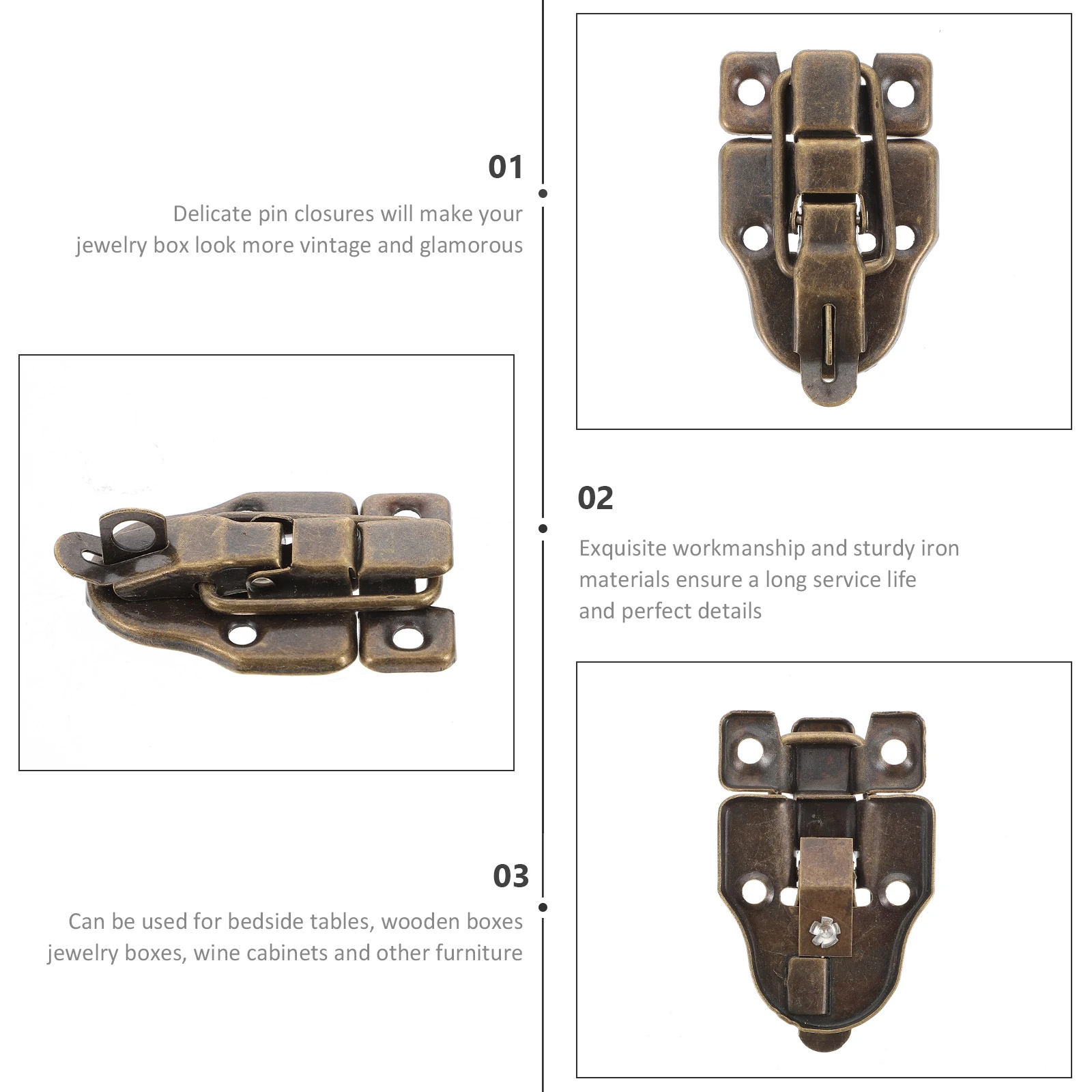 

10pcs Wooden Box Hasps Toggle Hasp Latch For Jewelry Case Box Buckles Replacement Sturdy Iron Case Latches Durable