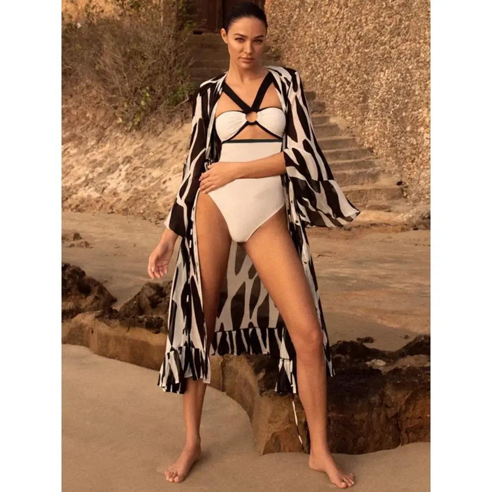 Color Block Hollow Out Bikini Women Luxury Vacation Outfits Bikinis Beach Kaftan Dress Summer Swim Surf Wear Holiday Beachwear