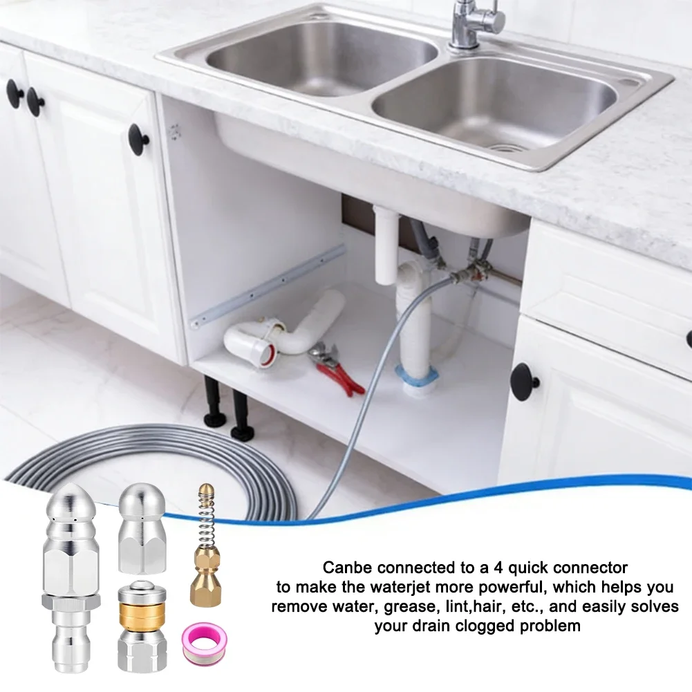 Sewer Jetter Nozzle Quick Pressure Washer Connector Multifunction Pipe Drain Washing Tools Head For Pressure Jet Drain Cleaners