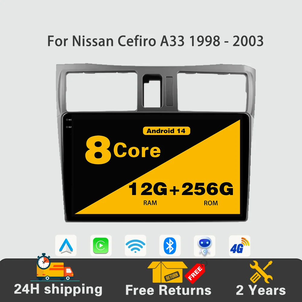 

Android 14 Car Radio Multimedia Player Stereo Navigation GPS Carplay QLED Screen 4G Head Unit For Nissan Cefiro A33 1998 - 2003