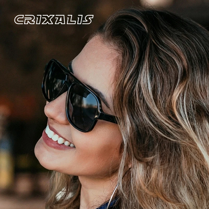 CRIXALIS Retro-Piloten-Sonnenbrille für Damen und Herren, trendige rechteckige Damen-Herren-Sonnenbrille, blendfrei, UV400