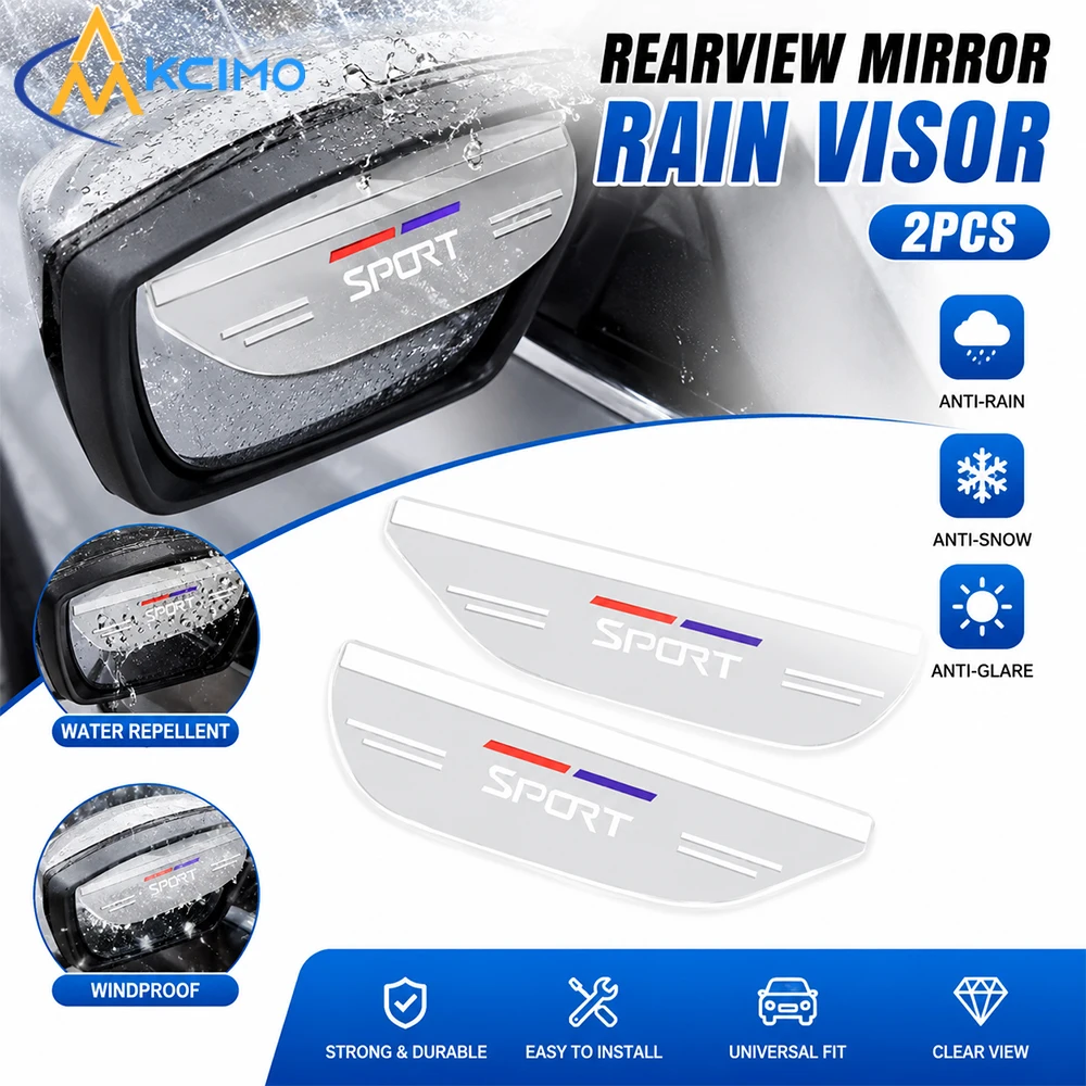 2PCS Clear Waterproof Car Rearview Mirror Rain Visor Wind-Deflecting Side Mirror Shield Rain-Proof Car Exterior Accessory