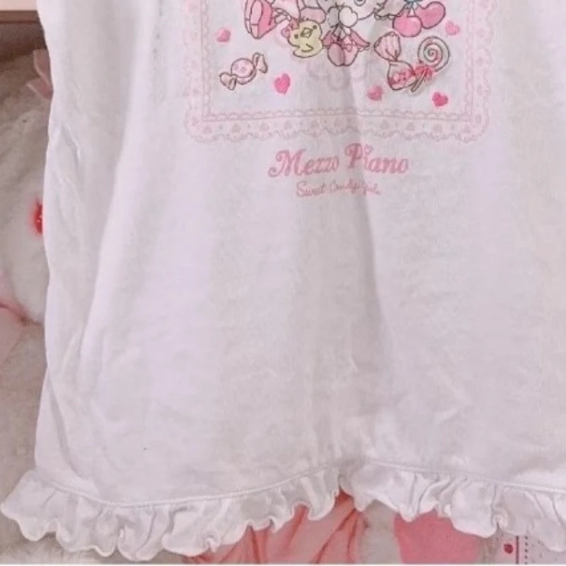 اليابانية Kawaii الكرتون تي شيرت مطبوع Harajuku عادية فضفاض نفخة كم بلايز 2025 الصيف المرأة لطيف الجرونج تكدرت القمم #3