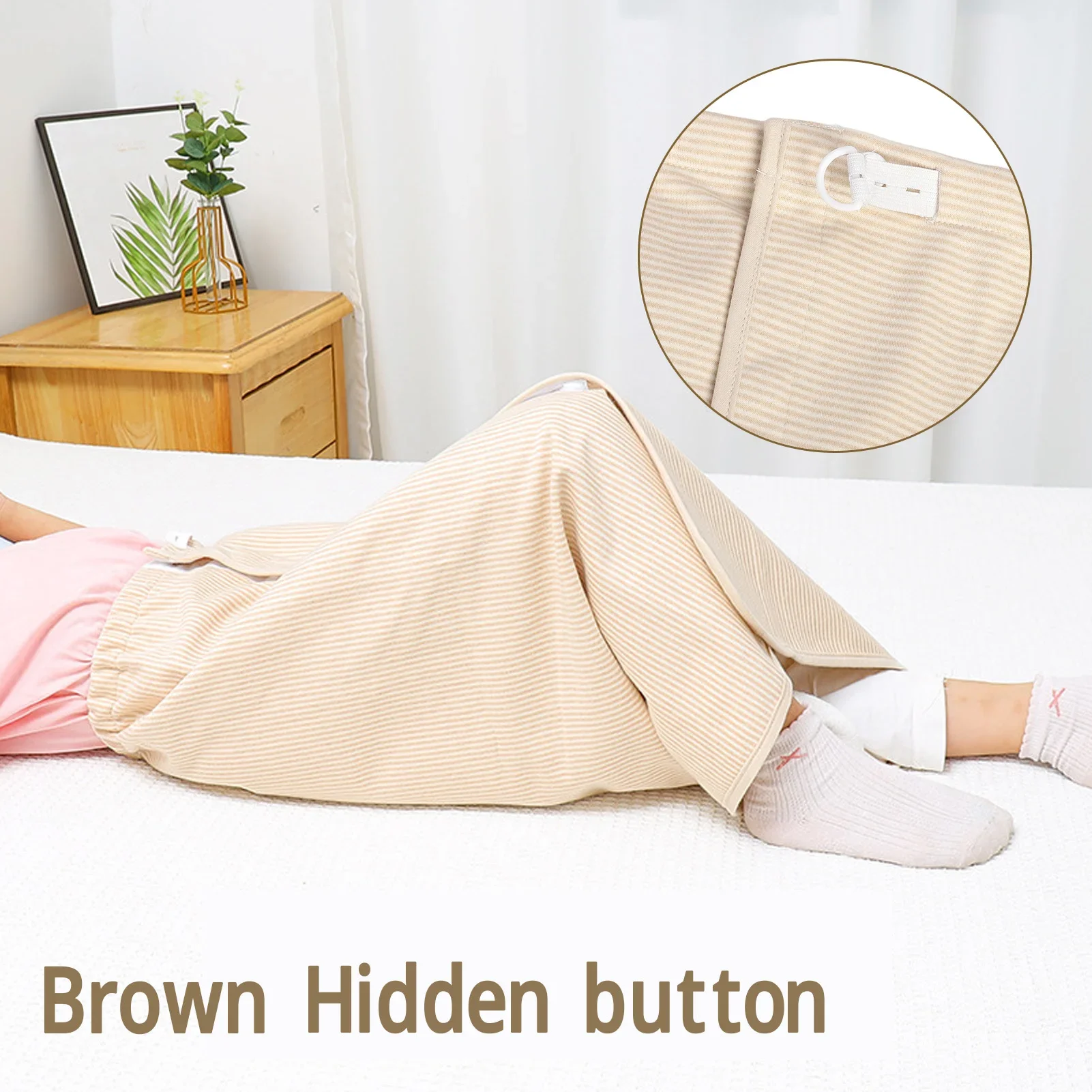Elderly Diaper Skirt Diaper Pants Cotton Cloth Wearable Incontinence Bed Pad for Adults Elderly Khaki Snap Button Type Adult
