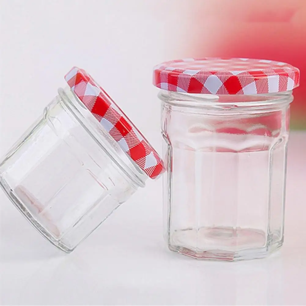 مجموعة جرة تخزين زجاجية مكونة من 5 زجاجات مخلل زجاجية مع أغطية برطمانات تخزين متعددة الوظائف لتوابل مربى الفراولة للمطبخ