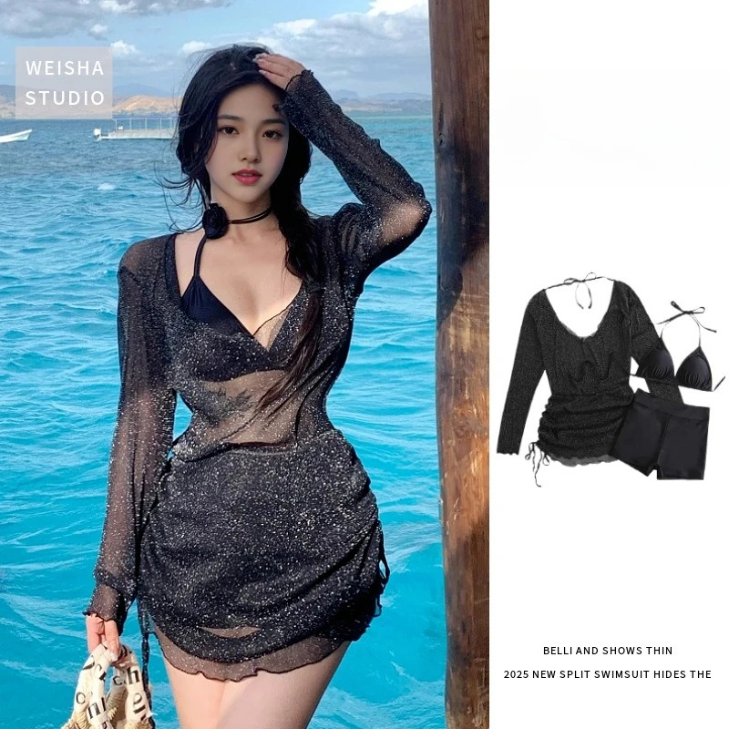 

Swimsuit Women's 2025 New Thin High-end Three-piece Beach Vacation Swimsuit Bikini Hot Spring Swimsuit Bikini Set Swimsuit