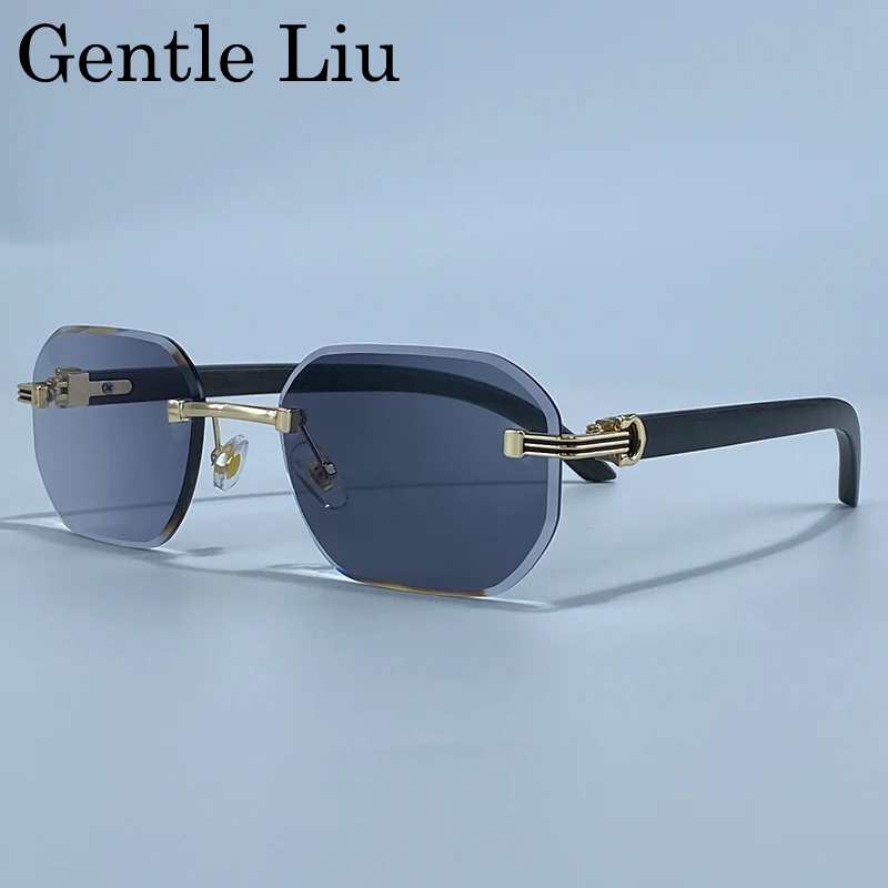 

Vintage Punk Rimless Square Sunglasses Men 2025 Luxury Brand Trendy Photochromic Sun Glasses For Male Frameless Polygon Eyewear