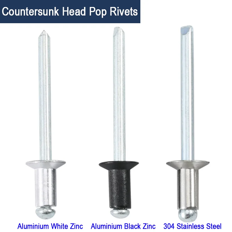 M2.4 M2.8 M3 M3 M3.2 M3.6 M4 M4.8 M5 M6.4 Flat Countersunk Head Pop Rivets Open Blind Aluminium/304 Stainless Steel Shank