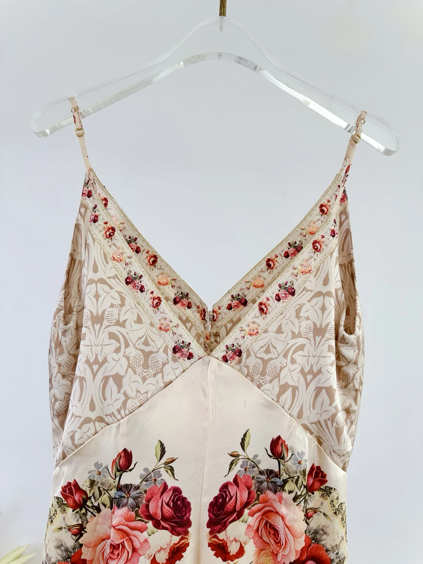 Robe longue en soie pour femmes, 100%, imprimé floral, col en v, simple boutonnage, sans manches, taille haute, Slim, vacances