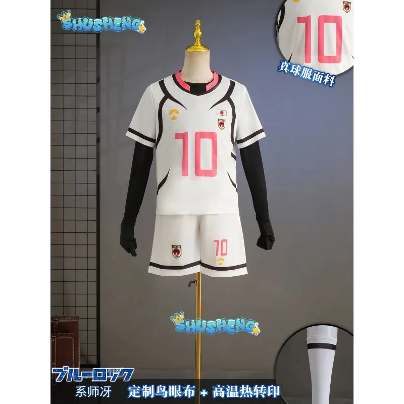 

COSda@Anime Blue Lock Sae Itoshi Cosplay Costume Wig White Uniform Japan U-20 Team Football Jersey No.10 Sportswear Gloves Men W