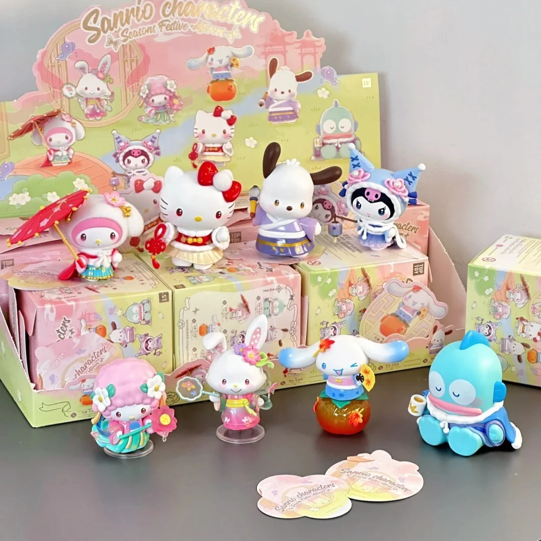 

Новый сезон персонажей Sanrio, праздничная серия Attirers, слепая коробка, игрушка, милая кукла Куроми, загадочная коробка, аниме-фигурка, орнамент, модель, подарок