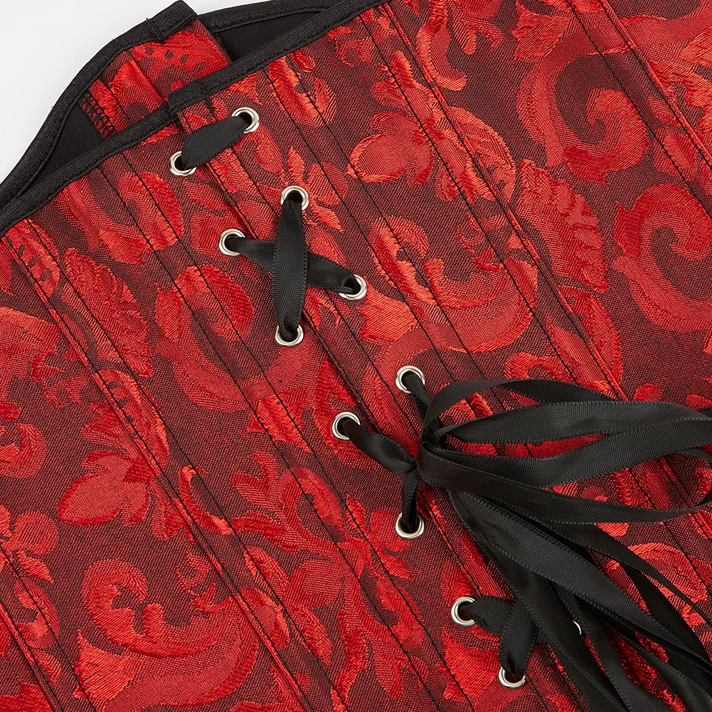 Damen Gothic Jacquard Unterbrust-Korsett Bustier Taillengürtel Schlankheits-Bodyshaper Korsett Dessous Übergröße Party Clubwear – Detail 29