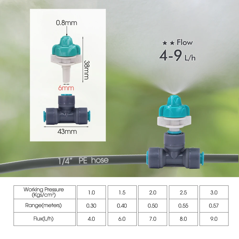 Garden 4-9L/H Spray Nozzle Misting Kit 45-100W Self-Priming Pump for Courtyard Gazebo Palnts Fog Cooling Humidification Cooling