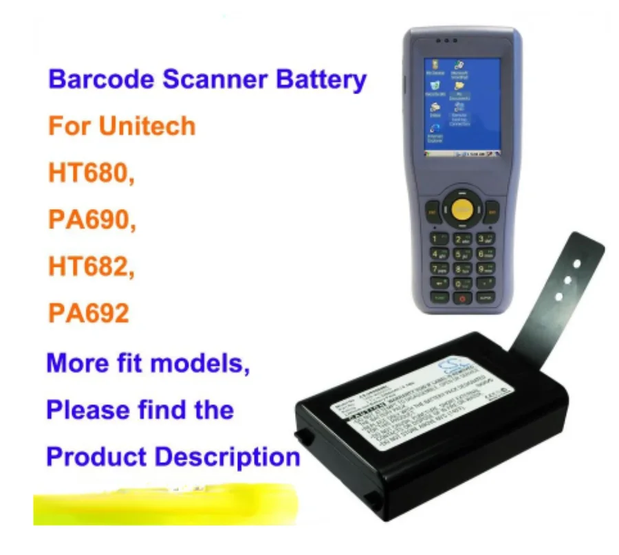 Cameron Sino1400-900001G 2200mAh Barcode Scanner Battery for Unitech HT680, HT682, PA690, PA692, HT680 Rugged Handheld Terminal