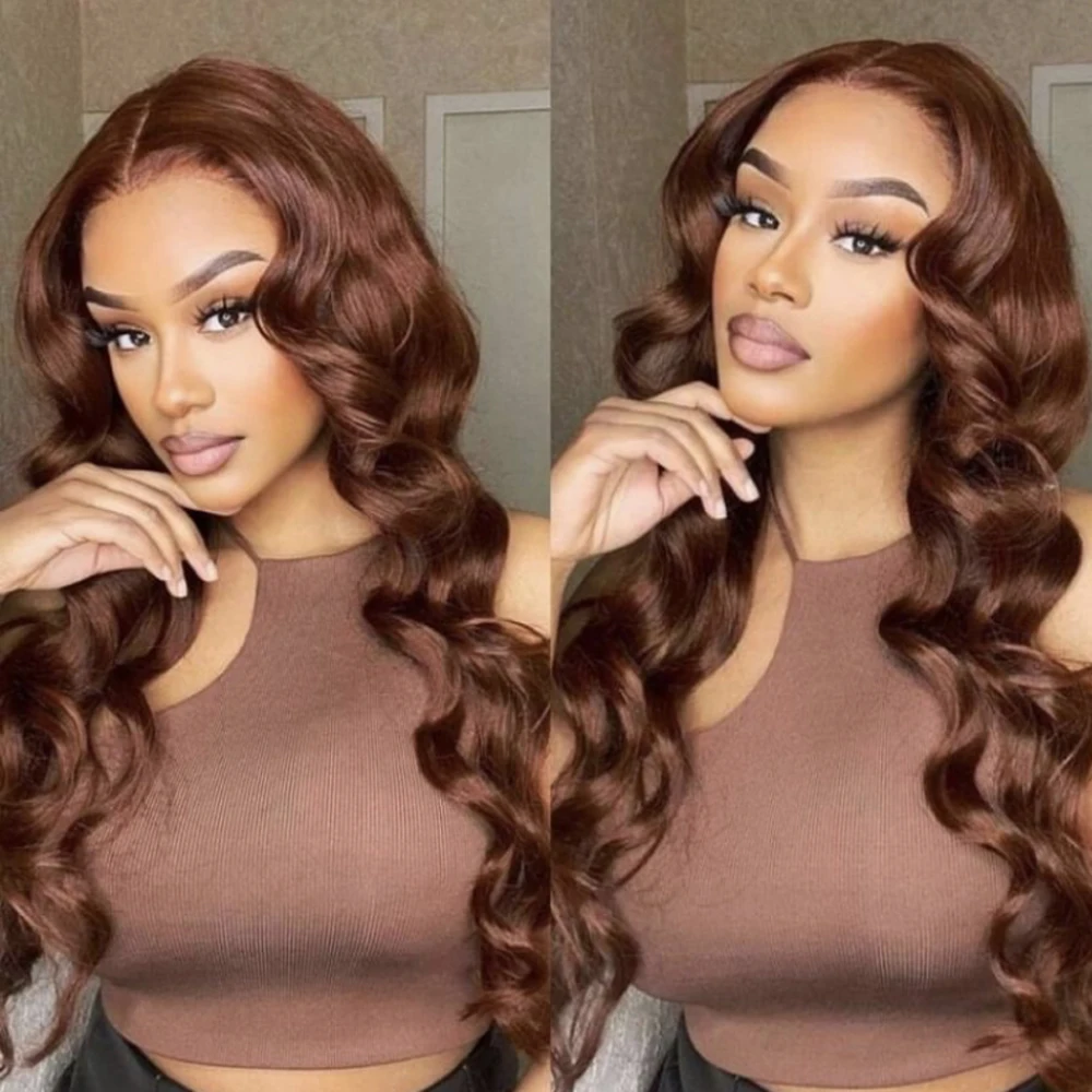 Chocolate Brown 13x4 HD Lace Front Human Hair Wigs Loose Body Wave Brown 13x6 HD Lace Frontal Wigs 100% Human Hair For Women