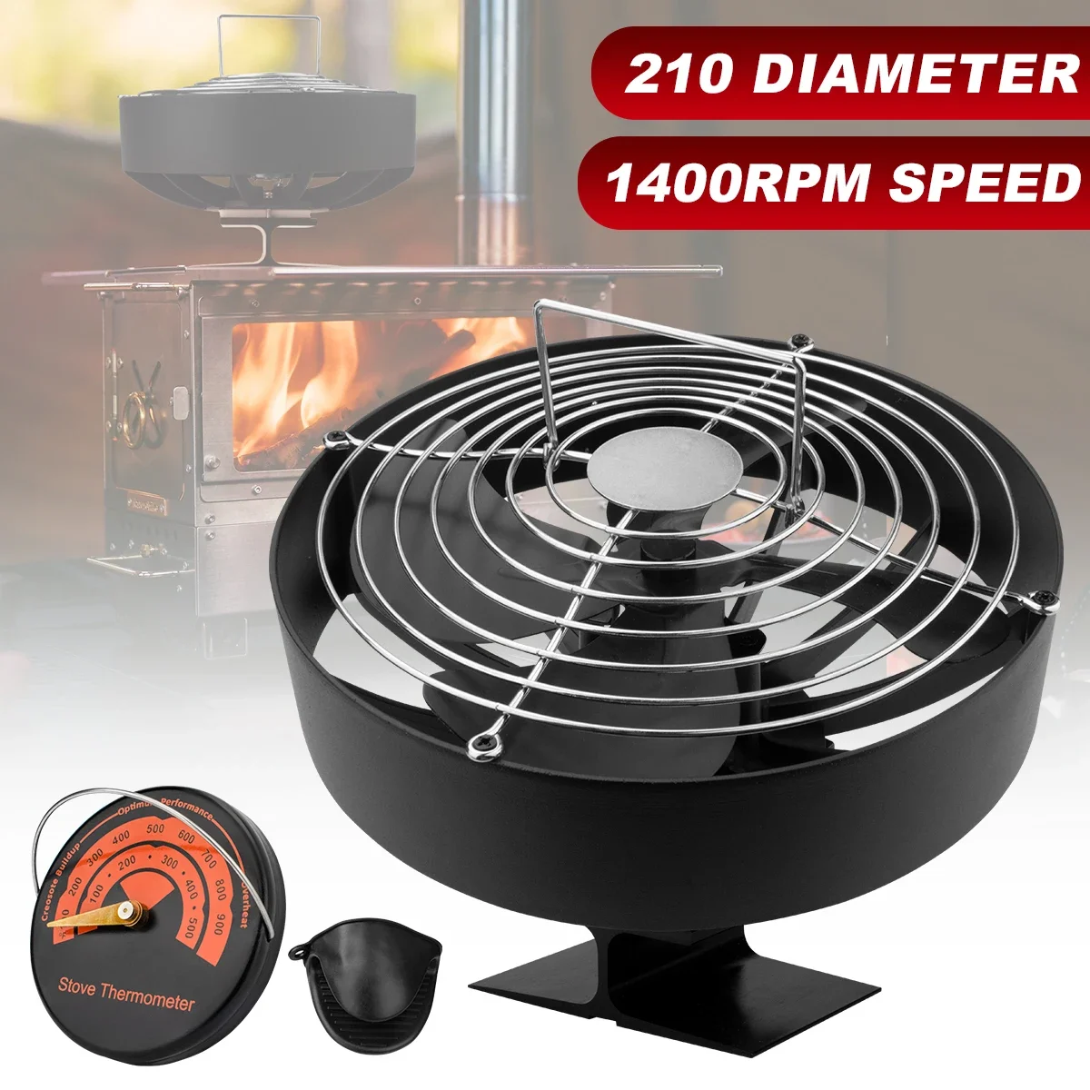 

4 Blades Stove Fan Heat Powered Fireplace Fan Log Wood Burner Eco-fan Quiet Fireplace Fan Warm Heat Distribution Winter Home무동력팬