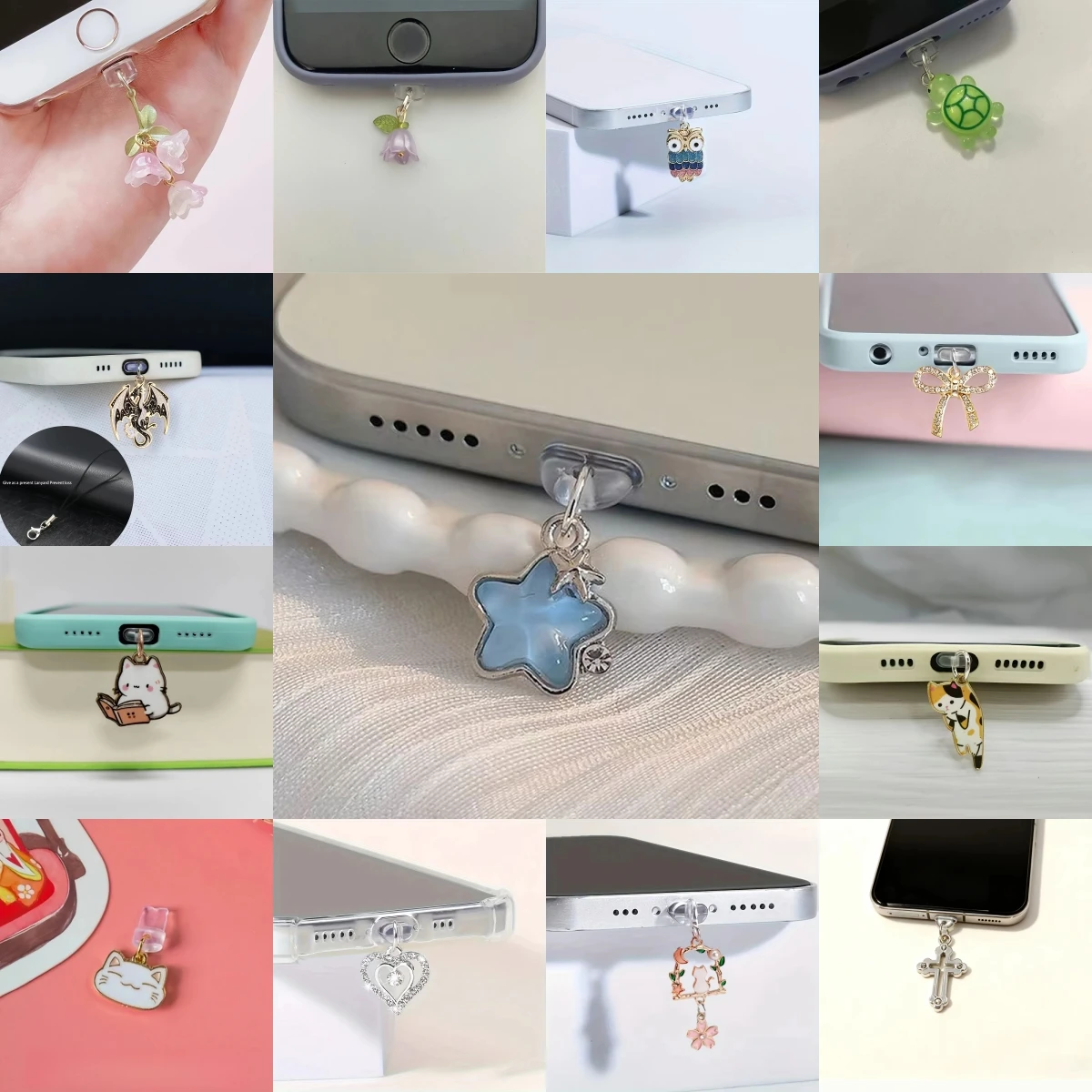 Ensemble de bouchons anti-poussière USB-C signifiants, motifs Lys/Étoile, cadeaux idéaux pour la remise des diplômes et l'emménagement pour les amis