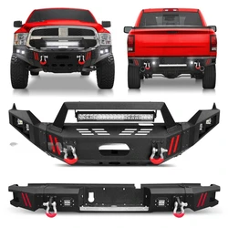 Sell Body Kit Wholesale for Dodge Ram 1500 Steel Front Winch Bumper Bar & Rear Step Bumper 2013-2018 Textured Black