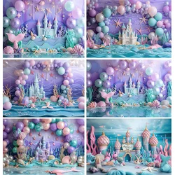 SHENGYONGBAO Fairy Castle Mermaid Seashells Circus Tent Photography Backdrops Balloons Birthday Party Decor Background NR-01