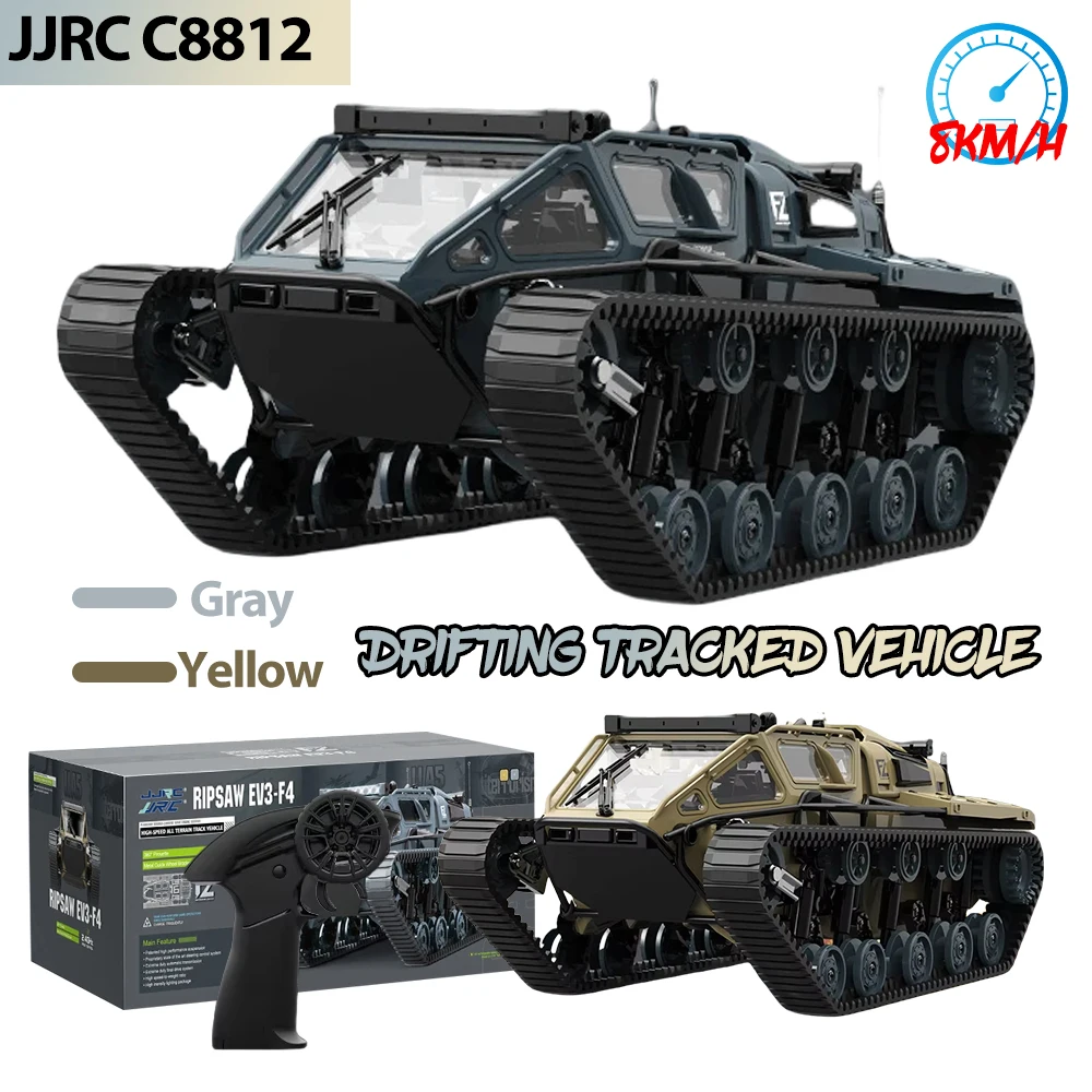 JJRC C8812 รีโมทคอนโทรล Off-Road 2.4G Full Scale Tracked ถัง RC รถรุ่น 360 องศา 8 กม./ชม.รถดริฟท์ผู้ใหญ่/ของเล่นเด็ก