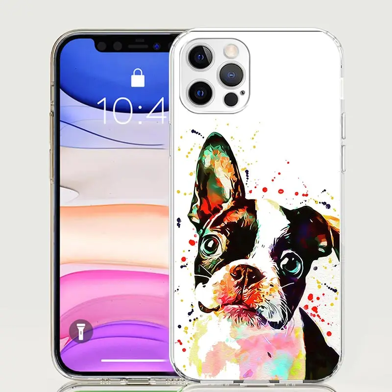 French Bulldog Dog Pug Phone Case For Apple Iphone 11 12 13 Mini 14 15 16 Pro Max 7 Plus X XS XR SE Art Customized Coque Capa