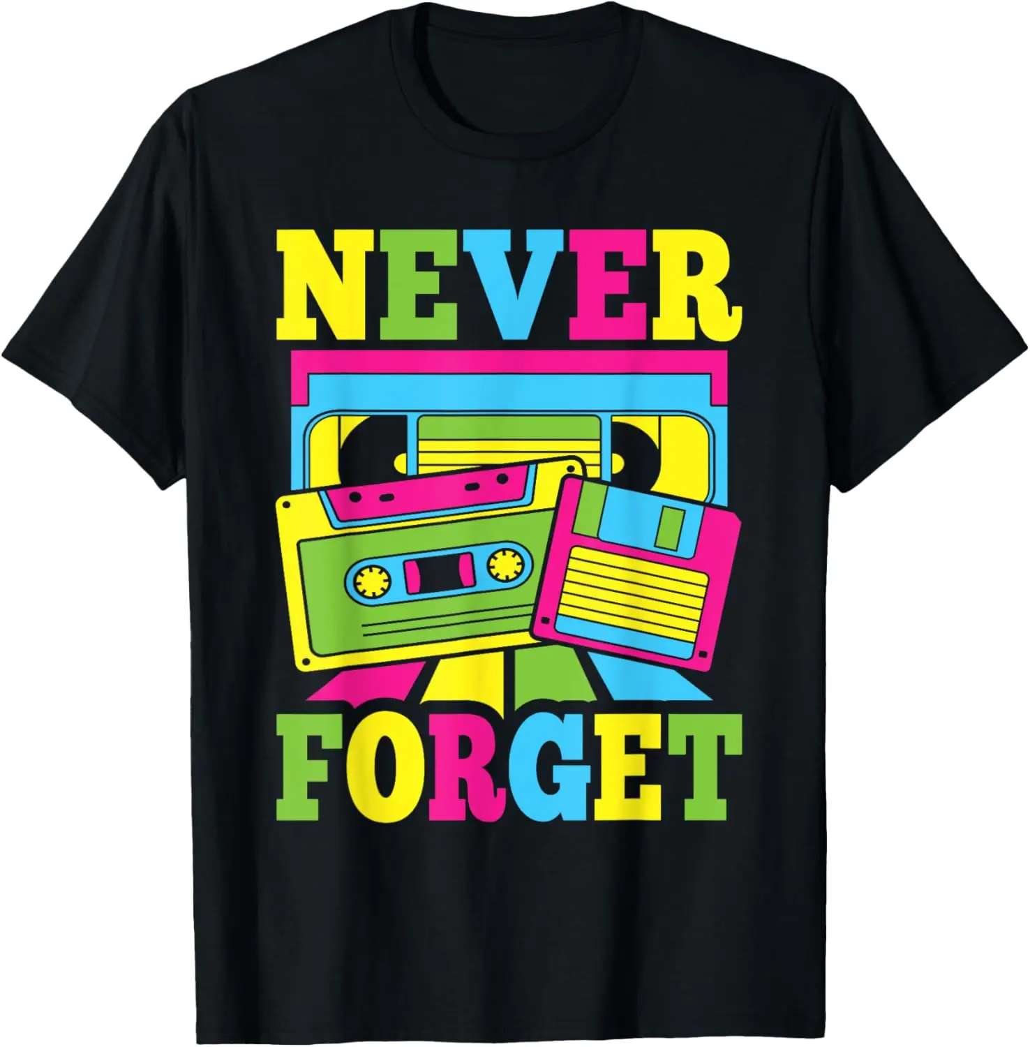 Never Forget 80s 90s Cassettes Theme Party Men Women Kids T-Shirt