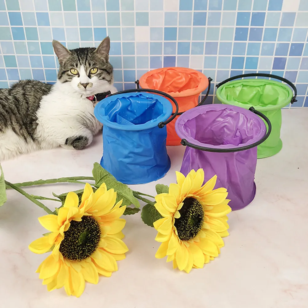 2Pcs Portable Paint Brush Wash Bucket For Art Student Foldable Pen Washing PVC Material Handle Painting Tool Cleaning