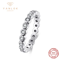 YANLOK Quality Luxury Original Real Solid 925 Sterling Silver CZ Finger Ring Authentic Silver Jewelry For Women Anniversary Gift