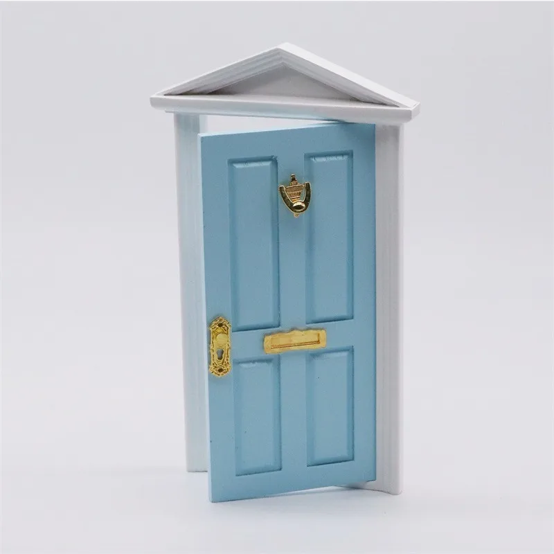 1:12 Doll House Accessories Miniature Furniture Micro-scene Model Diy Dollhouse Pink Pointed Roof Door Christmas Decoration