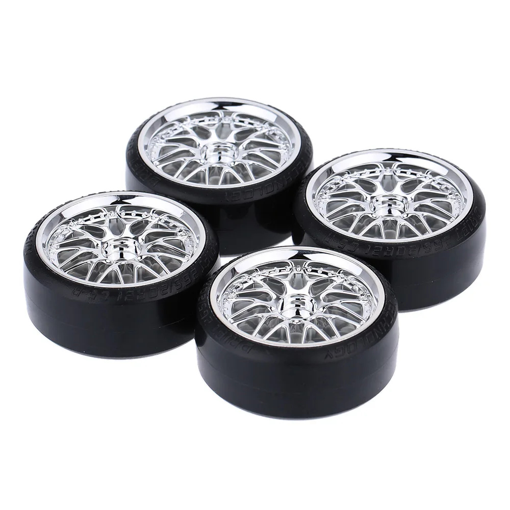 

4Pcs/Set 1/10 Model Drift Car Tires Rubber Hard Tyre Replacement for TRX HSP Tamiya HPI Kyosho On-Road Drifting Car Silvery