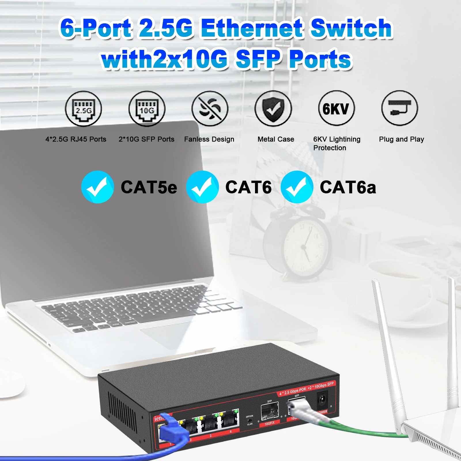 Imagem -03 - Poe Ethernet Switch para ap sem Fio Switch de Rede Lan Hub Portas 2.5g Gigabit Portas 10gbps Sfp Ethernet Switch