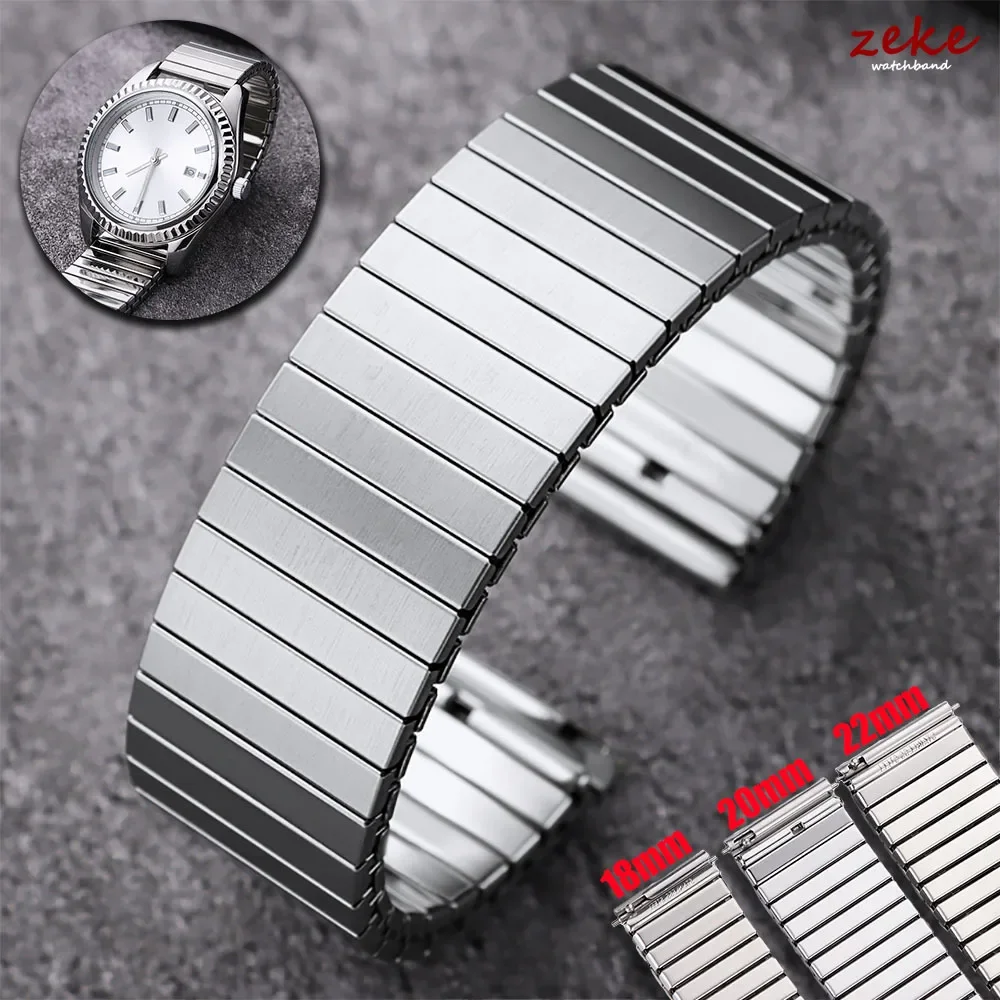 18mm 20mm 22mm Stretch Expansion Stainless Steel Watch Band Strap Metal Elastic Belt Accessories Men Women Matte Strap Bracelets