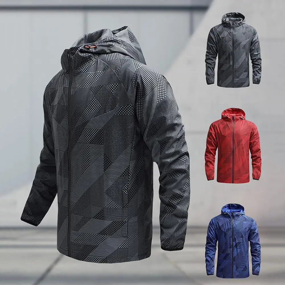 Running Jacket Men Autumn Sportswear Gym Clothing Man Jogging Fitness Coats Breathable Hooded Hiking Fishing Jackets Sport Coat