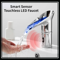 Smart Sensor LED Faucet Bathroom Basin Human Faucet Touchless Kitchen Sink Mixer Tap Temperature Sensor High Tech Faucet Luxury