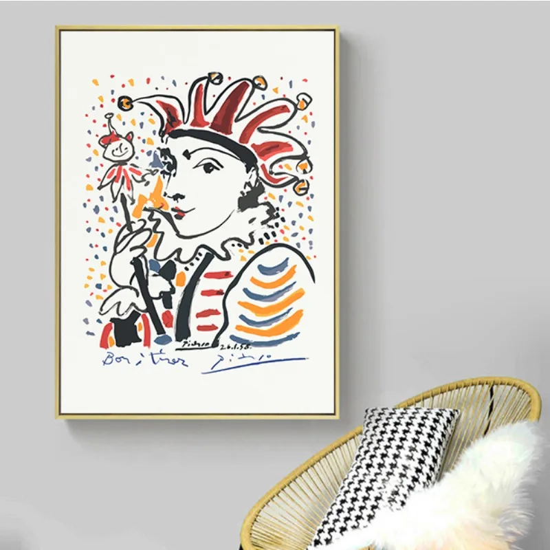 بيكاسو الحد الأدنى الفن طباعة مكعب دون كيشوت البهلوانية معرض جدار ديكور الحديثة نمط المعرض غير المؤطرة قماش ديكور المنزل