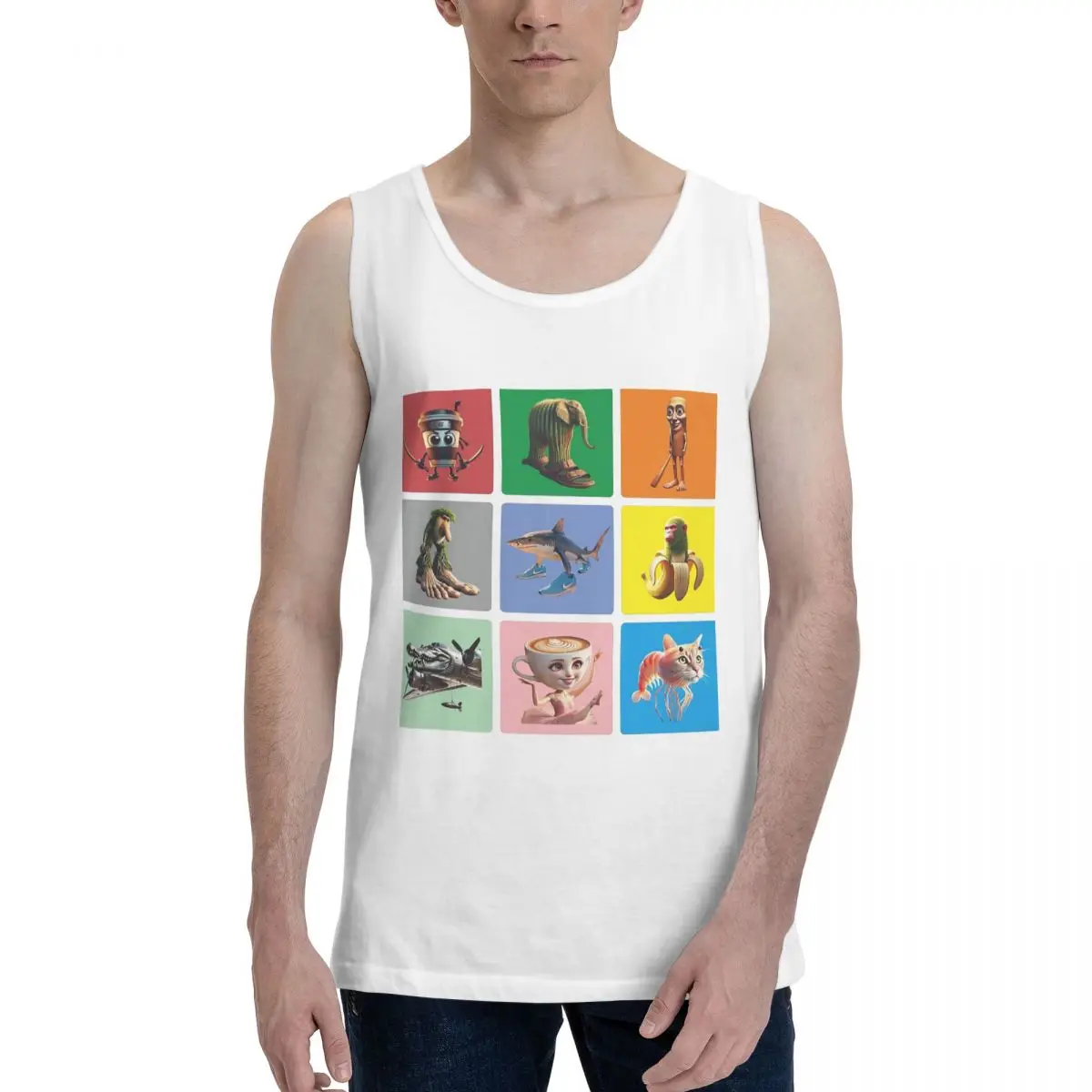 Italian Brain Rot Anomaly 100% Cotton Men's Sweatshirt Vest Sleeveless Clothing Tees Men Tank Tops T-shirt