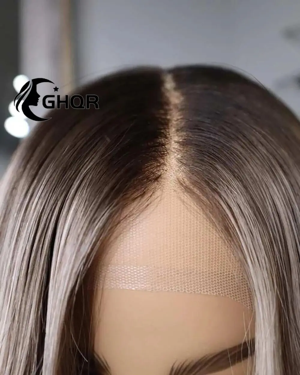 Highlight Human Hair Wig Dark Roots Mix Ash Blonde 360 Lace Frontal Wig 613 Colored Straight Transparent Lace Preplucked Brazili