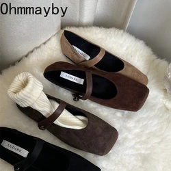 Designer Vintage Slip On Women Mary Jane Shoes Fashion Square Toe Shoes 2026 Spring Casual Dress Ballet Flats hoes