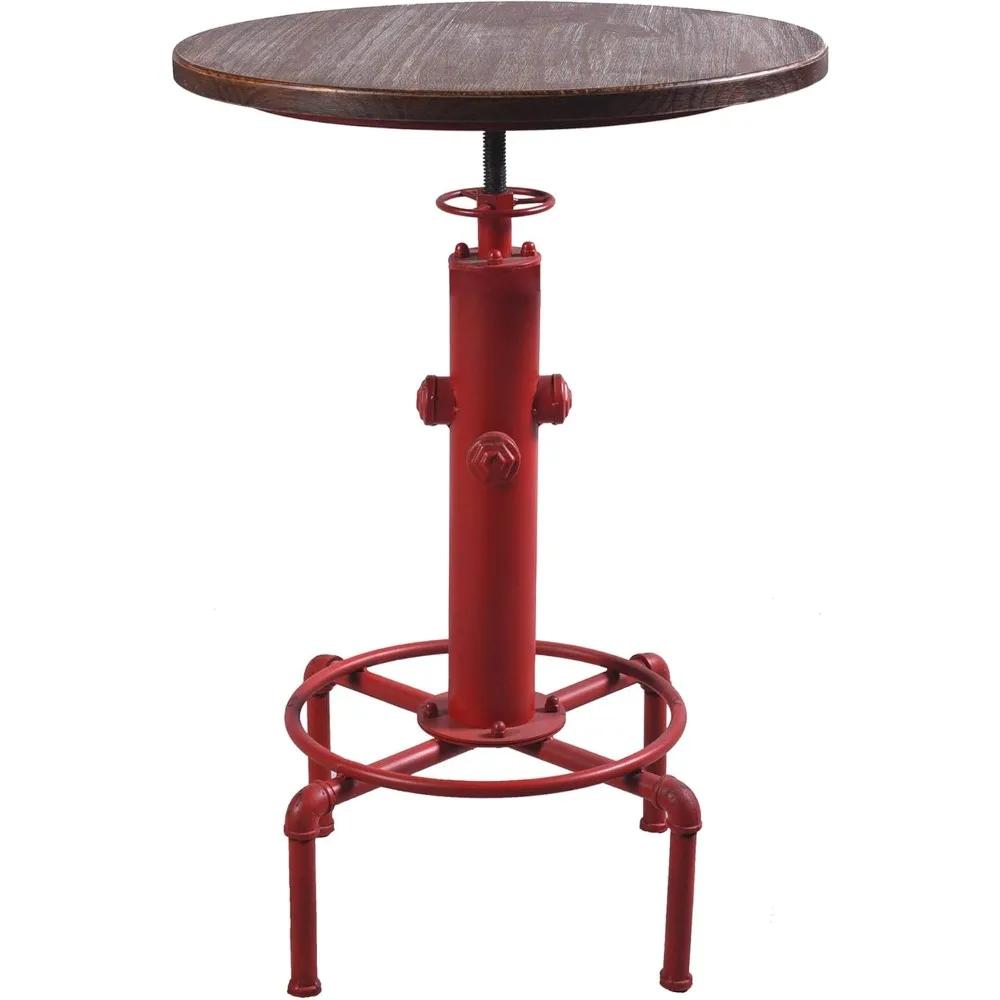 

Topower Industrial Bar Table 31.5-41.3" Adjustable Pub Table Kitchen Dining Coffee Bistro Table (Red)