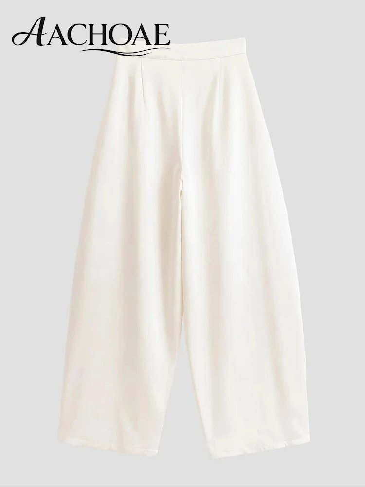 AACHOAE Women Wide Leg Palazzo Pants Elegant Office Trousers Loose Straight Leg Suit Pants Casual Long Workwear Trousers