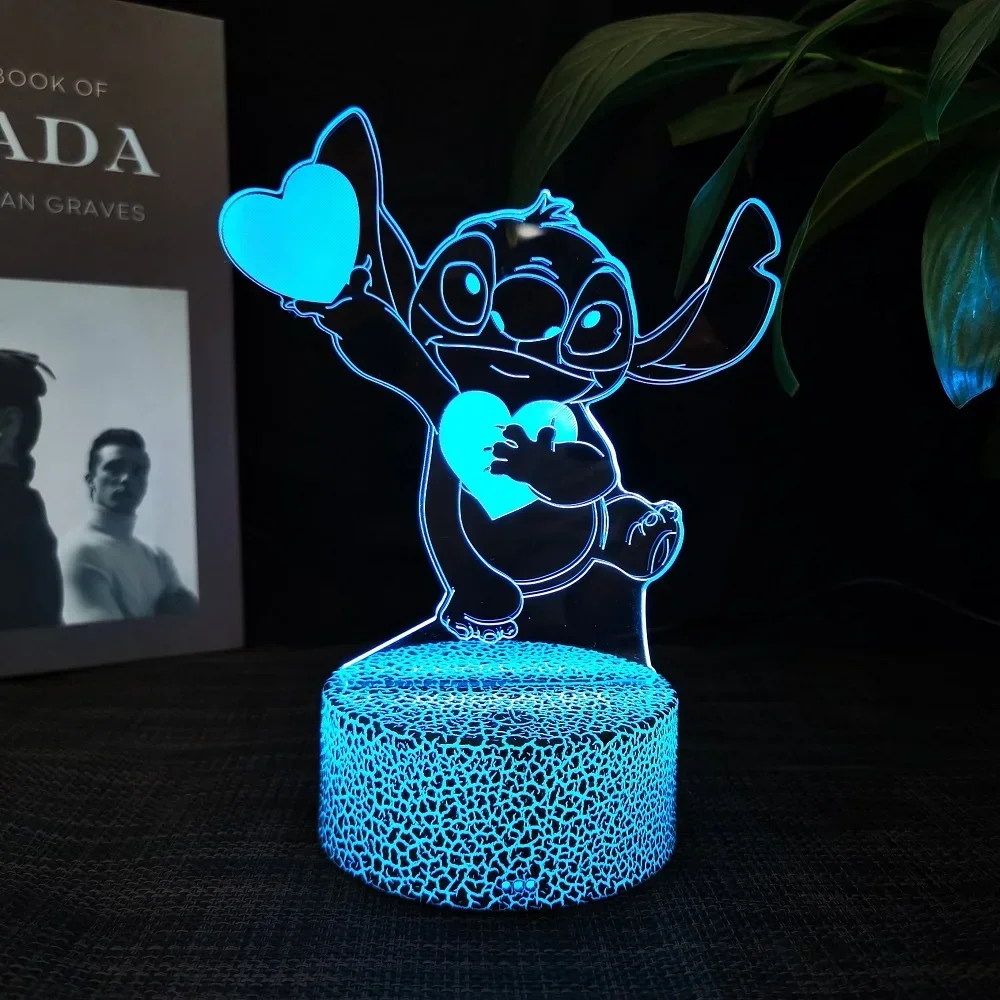 Ange & stitch 3D night light with colour changing acrylic rgb led gadget light for kids room decoration, gift for boys and girls