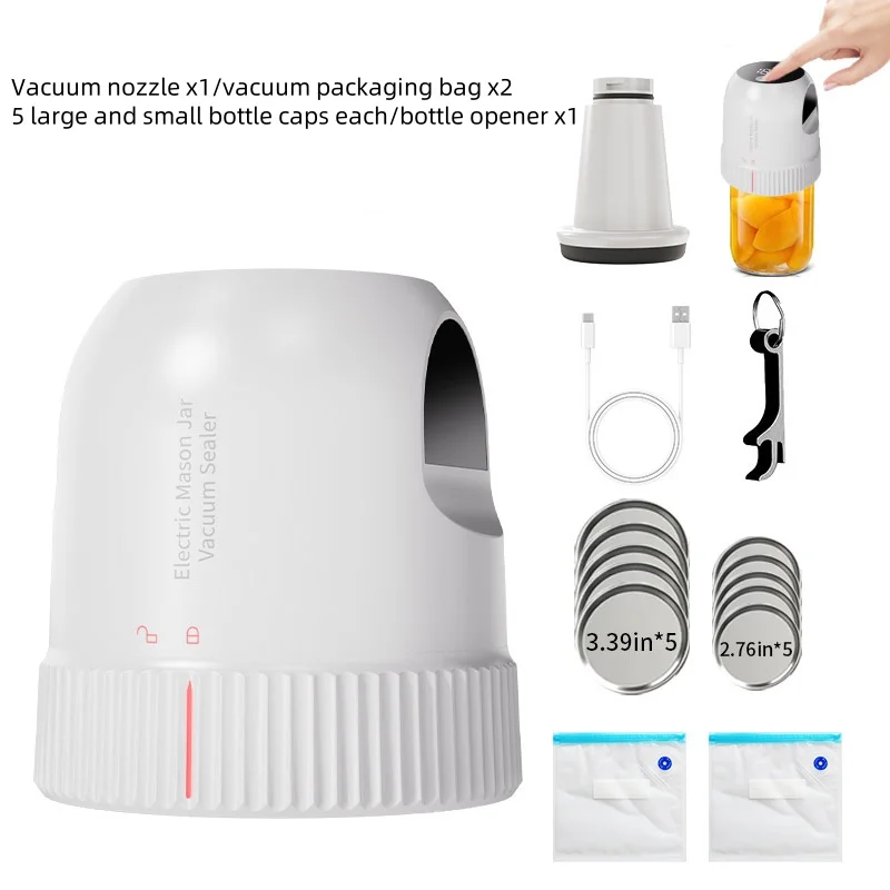 Mason Jar Vacuum Sealer Kit Rechargeable Portable Food Packaging Fresh Sealer Laminator 3 in 1 Automatic Vacuum Sealer