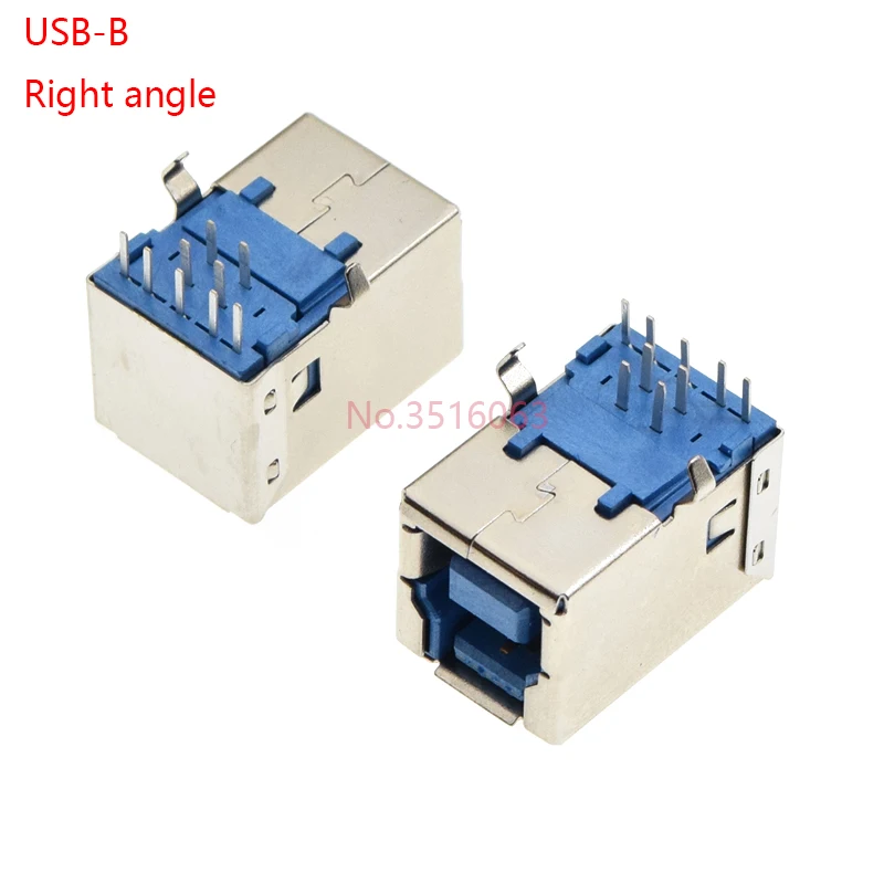 2pcs Usb 3.0 Type B Female Plug Jack usb-b Right Angle Af Socket Printer Connector Terminal