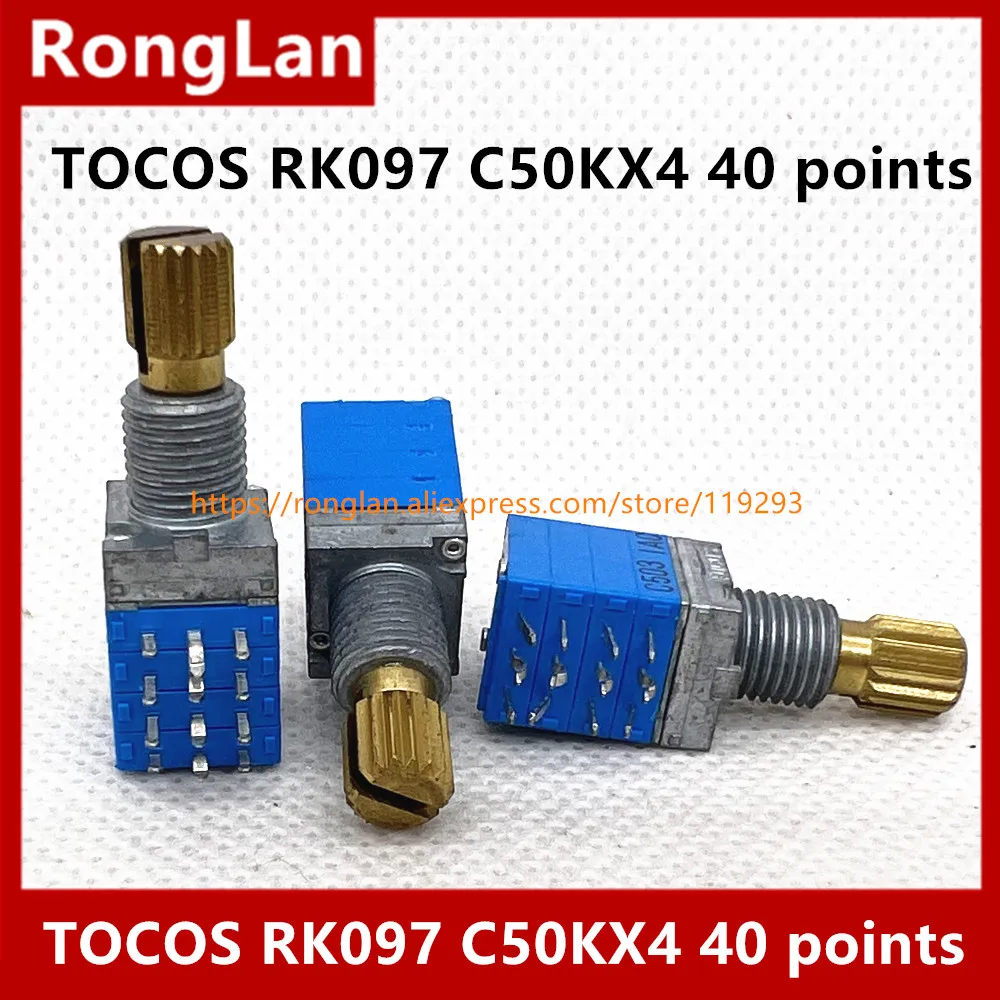 

[BELLA] JAPAN Special TOCOS RK097 9011 quadruple stepping potentiometer C50K C50KX4 15MM SHAFT with 40 points--10pcs/lot