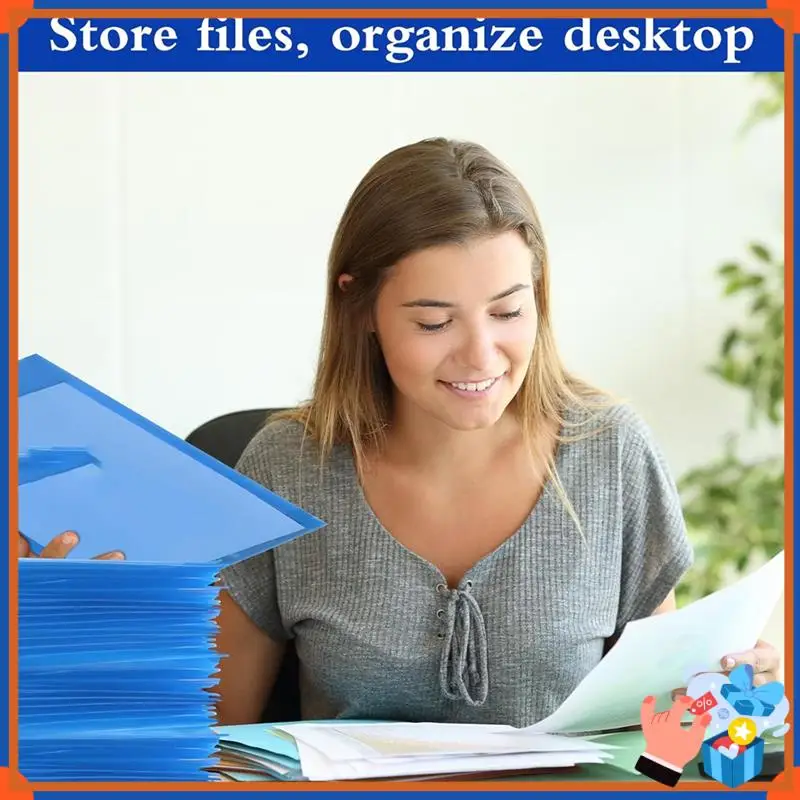

Compact 12PCS Plastic File Folders For Documents,A4 Plastic Envelopes Folders With Snap Closure And String Tie,For School Home