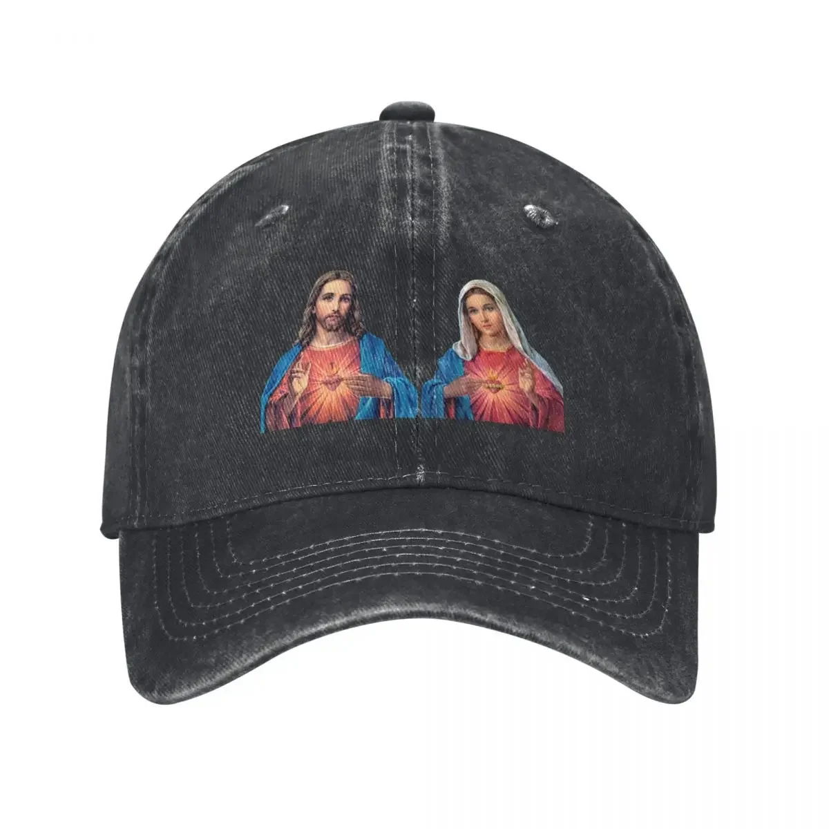 Sacred and Immaculate Hearts (Jesus and Mary) transparent background Baseball Cap Golf Hat Man black Sun Hats For Women Men's