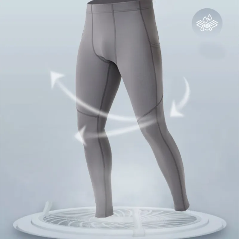 

Summer Spring Autumn Men Running Tights GYM Pocket Pants Male Basketball Football Soccer Fitness Exercise Sport Long Leggings R6