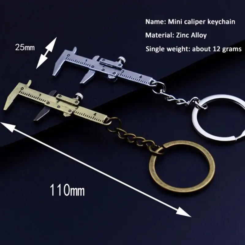 Mini Caliper Key Chain Alloy Real Vernier Caliper Keyring Portable Rulers Calipers Keychain Small Measuring Gauging Tools 0-40mm